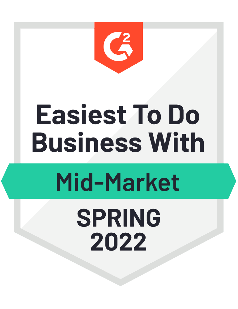 G2 Easiest to do Business with Mid-Marketing Spring 2022 badge
