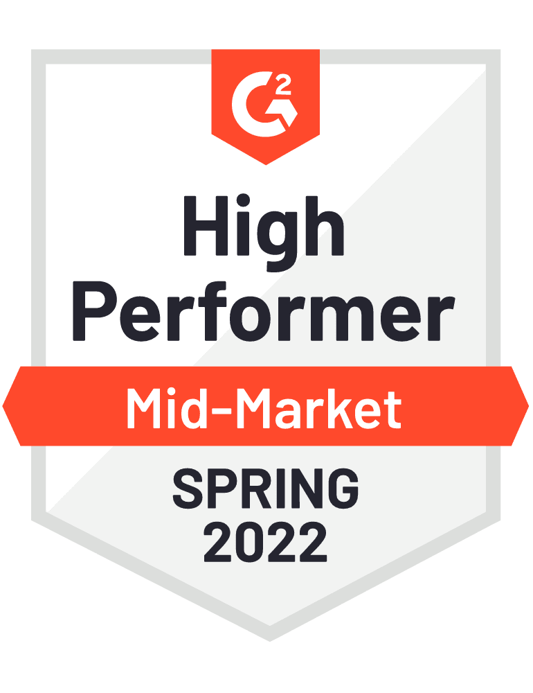 G2 High Performer Mid-Market Spring 2022 badge